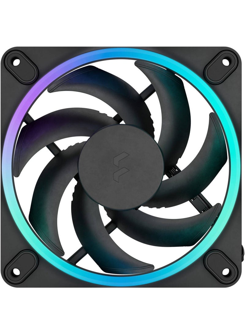 Fractal Design Momentum 12 RGB 120mm PWM ARGB Case Fan – 350–2200 RPM, 62.44 CFM Airflow, 2.42 mmH₂O Static Pressure, Fluid Dynamic Bearing, Gen 2 Addressable RGB (16 LEDs), Zero RPM Mode, Daisy-Chain Support – Black | FD-F-MR1-1201 - Image 2